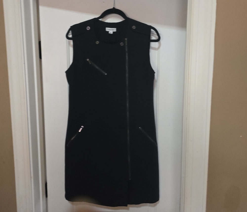 Calvin Klein Black Mini Dress with Zipper Details